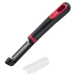Accesoriu pentru Decojit Legume si Fructe Tefal Ingenio Lama Zimtata Inox Capac de Protectie Negru/Rosu