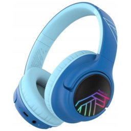 Casti PowerLocus Bobo Wireless LED AUX Kids Headphones Black and Blue
