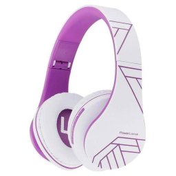 Casti PowerLocus P2 Wireless Bluetooth/MicroSD/FM Radio Headphones White and Purple