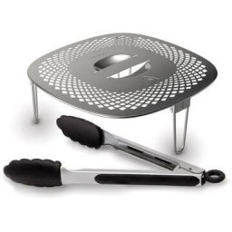 Accesoriu pentru Airfryer Philips pentru Chipsuri si Gustari Sanatoase Cleste de Silicon Compatibil cu Gama XXL (HD9867 / HD9650) Argintiu