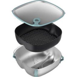 Accesoriu pentru Airfryer Philips HD9960/00 Set 2-in-1 Gatit cu Aburi si Prajire Rapida Compatibil cu Gama Airfryer Seria 7000 HD9880 HD9275 HD9276 Argintiu