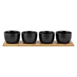 Set Boluri Zass Gourmet ZG-SB 04 pentru Servire pe Suport de Bambus 9 Piese Negru