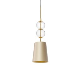 Pendul Coco S 11103107, 1xE27, auriu cu abajur șampanie, metal, sticlă și textil