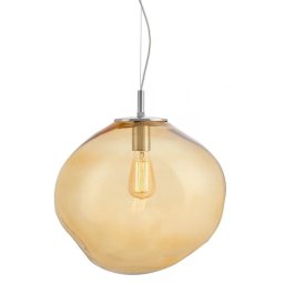 Pendul Avia L 10418115, 1xE27, crom cu abajur chihlimbar, metal și sticlă