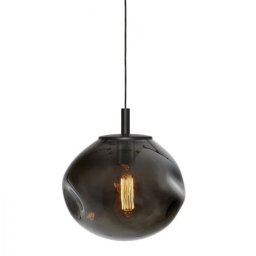 Pendul Avia Black M 11154108, 1xE27, negru cu abajur fumuriu, metal și sticlă