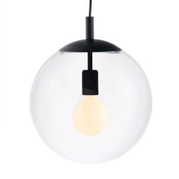 Pendul Alur L 10733102, 1xE27, negru cu abajur transparent, metal și sticlă