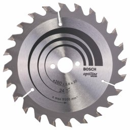 Panza fierastrau circular pentru lemn, Optiline Wood, 160x2.6/1.6x20/16 mm, 24 dinti