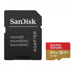 Card MicroSDXC 64GB, Class 10, UHS-I U3, V30, A2 + Adaptor SD