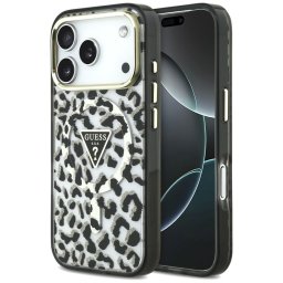 Husa Husa pentru iPhone 18 Pro Max / iPhone 17 Pro Max - Guess Leopard Glitter Triangle Logo MagSafe (GUHMP18XHLEGTGLK) - Black