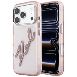 Husa Husa pentru iPhone 18 Pro / iPhone 17 Pro - Karl Lagerfeld IML Big Signature Resin Logo and Metal Frame (KLHCP18L6HCKSRP) - Pink