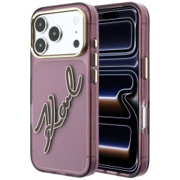 Husa Husa pentru iPhone 18 Pro Max / iPhone 17 Pro Max - Karl Lagerfeld IML Big Signature Resin Logo and Metal Frame (KLHCP18X6HCKSRR) - Burgundy