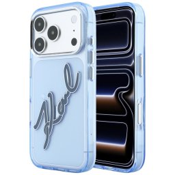 Husa Husa pentru iPhone 18 Pro Max / iPhone 17 Pro Max - Karl Lagerfeld IML Big Signature Resin Logo and Metal Frame (KLHCP18X6HCKSRB) - Blue