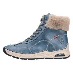 Ghete dama, Rieker, 44530-14-Albastru, casual, piele ecologica, imblanite, cu talpa groasa, albastru (Marime: 40)