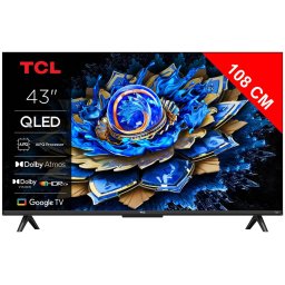 Televizor Smart QLED TCL Seria T69C 43Inch / 108CM Ultra HD 4K Wi-Fi Google TV Negru