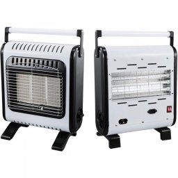 Soba de încălzire pe gaz și electricitate Elite EGERH-1422, 3800 W, 2 trepte, aprindere piezoelectrică, sisteme ODS și FFD, până la 15 l, roți, alb/negru