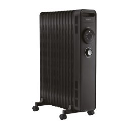 Calorifer cu ulei KUMTEL KUM-1240S, 2500 W, 13 elementi, 3 trepte, Termostat reglabil, Rotite, Negru