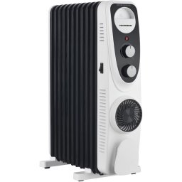 Calorifer cu ulei HEINNER HOH-MVT11WH-BK, 11 elemente, 2300W, Ventilator, 3 trepte, Negru/Alb