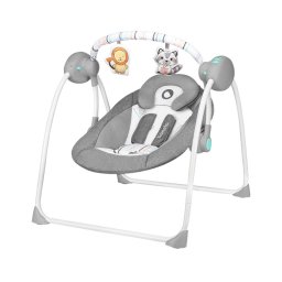 Fotoliu balansoar, lionelo, ruben, electric, cu spatar reglabil, cu 12 melodii relaxante si sunete ale naturii, cu 3 programe de balansare automata, conform cu standardul european en 16232, 68x65 cm, gri/turcoaz