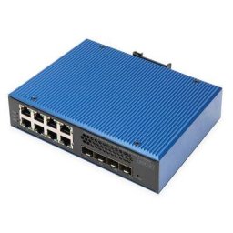 Switch Digitus Gigabit Ethernet PoE Ind. 8+4SFP Albastru