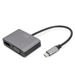 Adaptor Grafic Digitus DA-70827 USB-C la VGA / DisplayPort 20cm 4096 x 2160px Negru