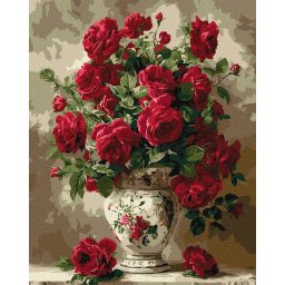 Set pictura pe numere, cu sasiu, Trandafiri purpurii, 40x50 cm