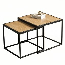 Mobilier interior M19E8A Set de măsuțe de cafea pătrate (2 piese, finisaj deschis)