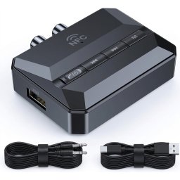 Receiver Audio Bluetooth 5.3 cu NFC Techstar T59, Microfon Hands-Free, AUX 3.5 mm, RCA, USB, Card TF, Type-C 5V, pentru Auto, Boxe si Amplificator