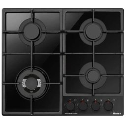 Plita Incorporabila pe Gaz Hansa BHKS6718511 4 Arzatoare Gratare Fonta Flame Control 9 Trepte Putere 60CM Negru