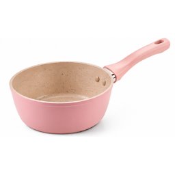 Mini Cratita tip ibric roz 16 cm cu maner ergonomic Interior antiaderent