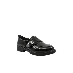 Pantofi casual damă Anna Viotti negri din piele lăcuită cu baretă și cataramă GOR23907-36 EU