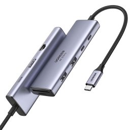 Hub Multiport, USB, Type-C, HDMI, RJ45, SD/TF Card, PD100W, 4K, 5Gbps - Ugreen CM498 (15375) - Gray