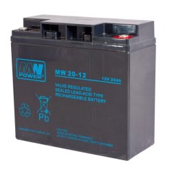 Acumulator stationar AGM VRLA MW Power, 12V, 20Ah, fara intretinere, terminale cu surub M5, pentru aplicatii stationare si sisteme de alimentare, BAT12V20MW