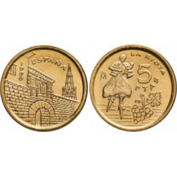 Spania 1996 - 5 pesetas, circulata - La Rioja