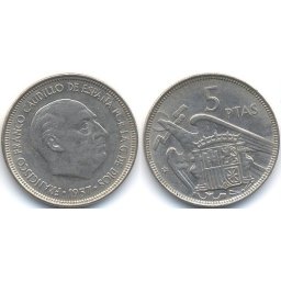 Spania 1957 - 5 pesetas, circulata