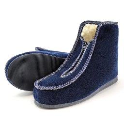 Botosei Imblaniti cu Lana de Oaie din Postav Model 'Bucovina Soft' Blue, Confort și Caldură Naturală