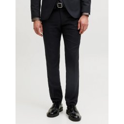 Jack & Jones Pantaloni costum barbati, din amestec de lana, Super Slim, JPRSOLARIS Premium, Negru (SELECTATI MARIMEA: 58)