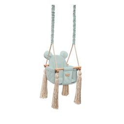 Leagan pentru copii si bebelusi Catifea Velvet cu perna detasabila ursulet Teddy Mint