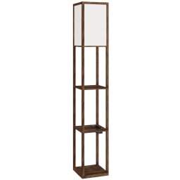 Lampadar 2in1 cu rafturi, USB-A/C, lumina reglabila, intrerupator pedala, MDF, Maro/Alb - Verificat A · Re-Bloom