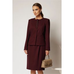 Compleu dama bordo format din rochie dreapta si sacou