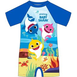 Costum de baie UV cu maneci scurte si fermoar Baby Shark EPLUSM EPMBS5244061 (Culoare: Albastru, Marime: 110/116)