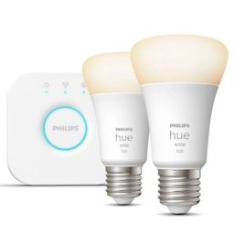 Starter Kit Philips Hue cu bec LED alb, E27, 2700K și 800 lm