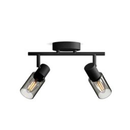 Spot PHILIPS Palms, 2xE14, negru și sticlă, pentru iluminat interior