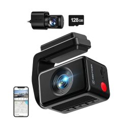 Camera video auto F4 Pro Dual, 4K + 1080p, WiFi, GPS, Night Vision, Mod Parcare, Card 128GB Inclus