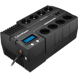 UPS CYBER POWER Line Int. cu sin. simulata, cu management, Brics, LCD, 700VA/420W, AVR, 8x Schuko, baterie 1x 12V/7.2Ah, incarcare pana la 8h, USB, incarcare USB-A/USB-C, 2x RJ45, montare perete, tehn. GreenPower, "BR700ELCD" (timbru verde 4 lei)