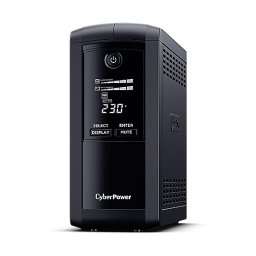 UPS CYBER POWER Line Int. cu sin. simulata, cu management, Tower, LCD, 1000VA/550W, AVR, 4x Schuko, baterie 1x 12V/9Ah, incarcare pana la 8h, USB, 2x RJ45, RS232, tehn. GreenPower, "VP1000ELCD" (timbru verde 11 lei)