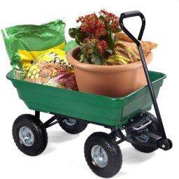 Carucior de gradina, sarcina maxima 300 kg, cupa rabatabila, maner lung cu burete antiderapant