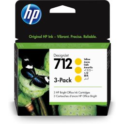 Tri-Pack Original HP Yellow, nr.712, pentru DesignJet Studio 24|Studio 36|T230|T250|T630|T650, 29ml, (timbru verde 0.45 lei), "3ED79A"