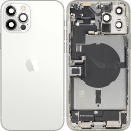 Capac Baterie Apple iPhone 12 Pro Max, Cu Carcasa Mijloc, Full Parts, Argintiu, Swap Premium