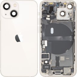 Capac Baterie Apple iPhone 13 mini, Cu Carcasa Mijloc, Full Parts, Alb (Starlight), Swap Premium