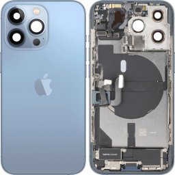 Capac Baterie Apple iPhone 13 Pro, Cu Carcasa Mijloc, Full Parts, Albastru (Sierra Blue), Swap Premium